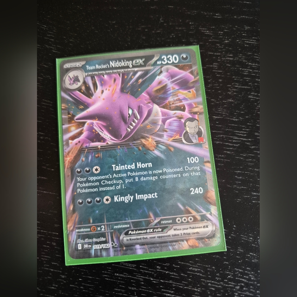 Pokemon Team Rocket's Nidoking EX Card - Purple, Green, Black